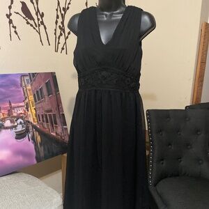 Black Midi V-neck Dress